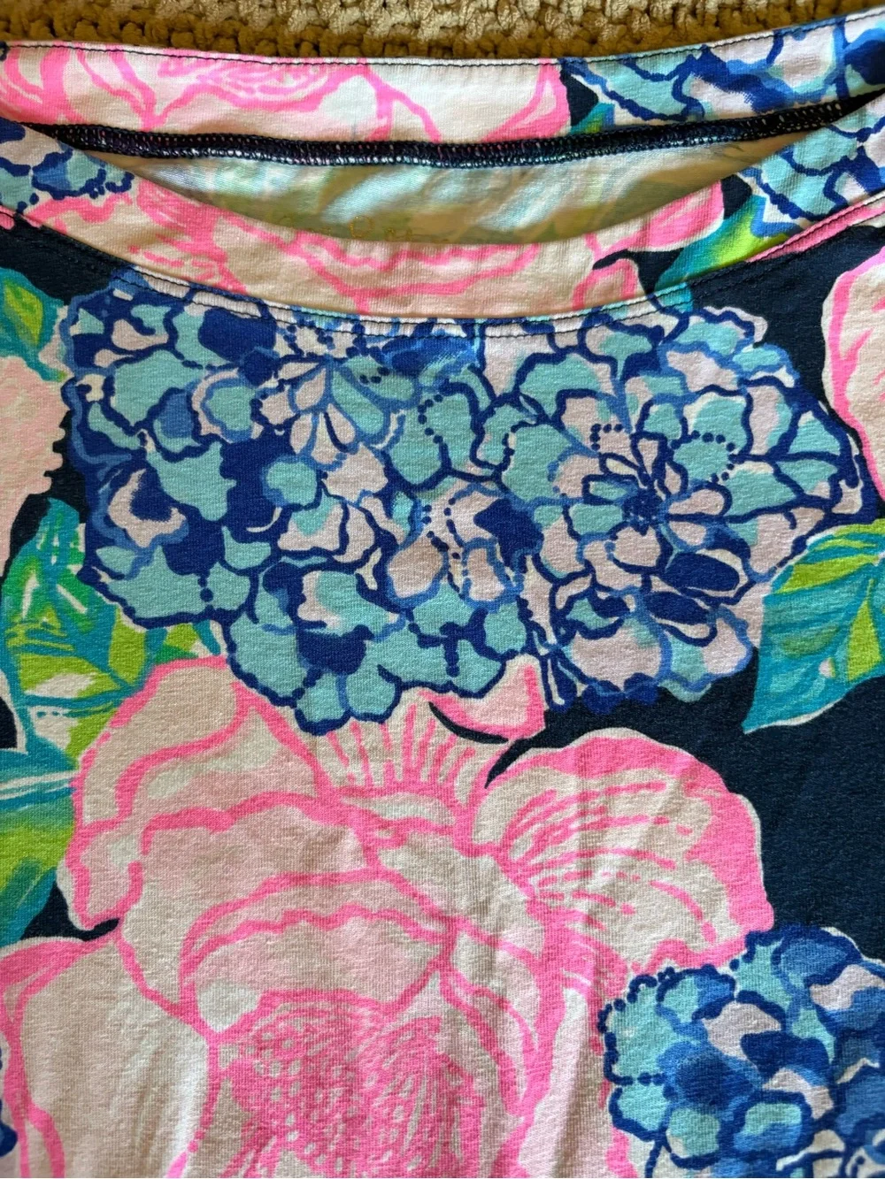 LILLY PULITZER Floral Boatneck Long Sleeve Lightweight Top EUC Size Medium